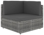 49521 vidaXL Модулен ъглов диван, полиратан, сив