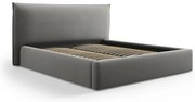 Сиво двойно тапицирано легло с място за съхранение с включена подматрачна рамка 180x200 cm Elio – Milo Casa