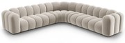 Кремав кадифен модулен ъглов диван Lupine – Micadoni