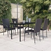 3099379 vidaXL Градински трапезен комплект, 5 части, черен