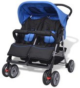 Sonata Бебешка количка за близнаци, стомана, синьо и черно