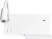 LED стенна лампа SHELF LED/4W+LED/5W+LED/2W/230V + USB порт бяла