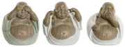 Декоративна фигурка Home ESPRIT Бял Зелен Буда Ориенталски 10 x 9 x 10,5 cm (3 броя)
