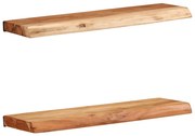 373625 vidaXL Стенни рафтове, 2 бр, 60x20x3,5 см, акациево дърво масив