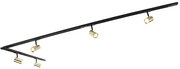 Релсова система с 5 прожектора 1-фазен черен със злато - Jeana