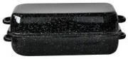 Емайлирана тава правоъгълна с капак 26x16xh5см черна РЯ-(140+140C/26)