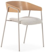 Светлосиви/в естествен цвят тапицирани трапезни столове в комплект с подлакътници 2 бр. Cora – MOME