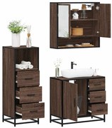 3301049 vidaXL Комплект мебели за баня от 3 части, кафяв дъб, инженерно дърво