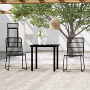 3099167 vidaXL Градински трапезен комплект, 3 части, черен