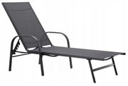 Накланящ се градински шезлонг тъмно сив