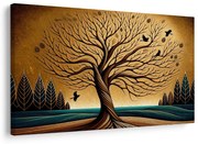 Картина на платно – Есенно дърво на живота с птици