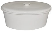 Horecano - Керамична касерола с капак елипсовидна бяла 23x15x8см (XF537) - Китайски порцелан