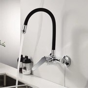 Стенен смесител за умивалник LINNI BLACK ICF 5108152B 7313, месинг, хром, 35.4x26.9см