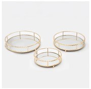 К-кт 3x Декоративен поднос Ø 27/33/37 см златист