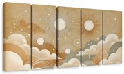 картини от 5 части – Слънце между облаци в златни нюанси