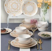 Комплект за хранене 24 части бял/златист/керамика