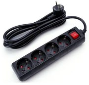 Aigostar удължител с ключ 4 гнезда 3м SCHUKO черен