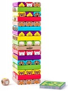 Woody - Дървена цветна дженга със зарче, Животни