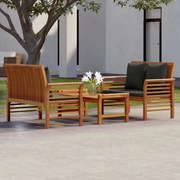 3058099 vidaXL Градински лаундж комплект с възглавници, 3 части, акация масив