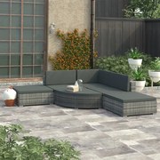 46742 vidaXL Градински комплект с възглавници, 6 части, полиратан, сив