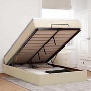 3311104 vidaXL Османска легло с матрак, кремаво, 120x200 см, плат