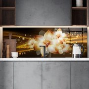 Разпродажба - Арт гръб за кухня - Огнени цветя