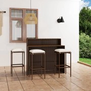 3064875 vidaXL Градински бар комплект с възглавници, 4 части, кафяв