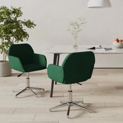 3103035 vidaXL Въртящи се трапезни столове, 2 бр, тъмнозелени, текстил