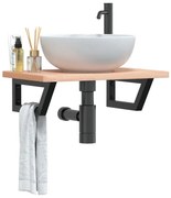 3302359 vidaXL Стенен рафт за мивка, стомана и масивно дърво бук