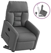 3303033 vidaXL Изправящ реклайнер стол, тъмносив, текстил