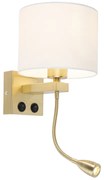 Интелигентна стенна лампа златиста с бял абажур с WiFi A60 - Brescia