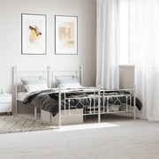 374408 vidaXL Метална рамка за легло с горна и долна табла, бяла, 150x200 см