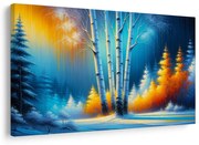 Картина на платно – Зимна природа с цветни дървета