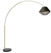 Месингова дъгова лампа с черен и двоен кадифен абажур зелен - XXL