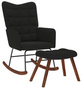 4016849 vidaXL Люлеещ се стол с табуретка, черен кадифе