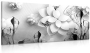 Картина на платно – Абстрактни цветя в черно-бяло изпълнение