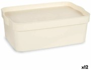 Кутия за Съхранение с Капак Сметана Пластмаса 6 L 21,5 x 11 x 31,5 cm (12 броя)