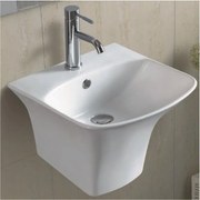 Мивка за баня ICC 4543, Inter Ceramic, с полуконзола, стенен монтаж, с отвор за смесител и преливник, порцелан, бял, 45x43x34см