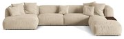 Бежов кадифен модулен ъглов диван (десен ъгъл/U форма) Martina – Micadoni