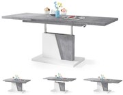 ГРАНД НОИР Бетон Милениум/Бял - МОДЕРНА РАЗТЕГАТЕЛНА МАСА С ПОВДИГАЩ МЕХАНИЗЪМ