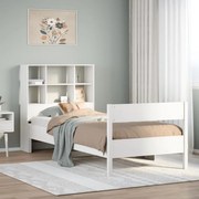 3323009 vidaXL Легло с рафтове за книги, без матрак, бял, 90x190 см, бор масив