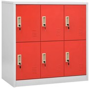 336438 vidaXL Заключващ се шкаф, светлосиво и червено, 90x45x92,5 см, стомана