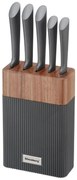 Комплект ножове Klausberg KB 7979, 6 части, Неръждаема стомана, Стойка, Графит/кафяв