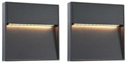 Sonata Фасадни LED аплици, 2 бр, 3 W, черни, квадратни