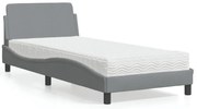 3208304 vidaXL Легло с матрак Dover, светлосиво, 90x190 см, плат