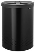 Кош за пране Brabantia Selector 1008917, 55 л, 2 отделения, Вентилационни отвори, Пълнене без отваряне, Черен