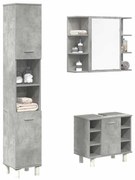 3324855 vidaXL Комплект мебели за баня от 3 части бетонно сив инженерно дърво