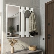 Закачалка за стена Folin TopMebel с огледало от меламин в бял цвят 90x4x90cm
