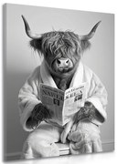 Картина на платно – Крава с вестници в тоалетната