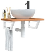 3302370 vidaXL Стенен рафт за мивка, стомана и масивно дърво бук